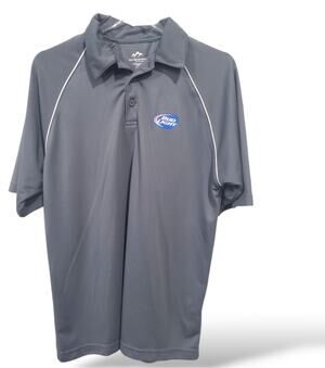 Bud Light Logo Polo SZ Med Tri-Mountain Performance Grey Lightweight Dry Fit